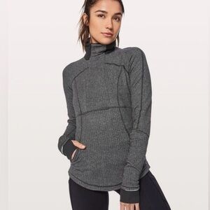 Lululemon long sleeve pullover Base Runner 1/2 Zip Heathered Herringbone Size 8